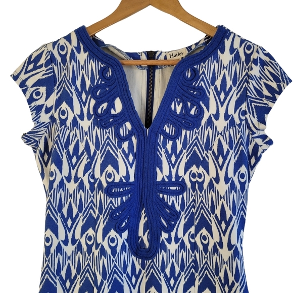 Hatley cap sleeve ikat print shift dress blue white small - Picture 4 of 13